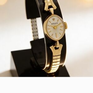 Rolex Gold-Tone Women's Bracelet Watch with White Dial